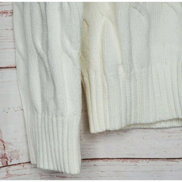 Vintage Express Crew Neck Med White Cable Knit Long Sleeve Pullover Sweater - Picture 7 of 12